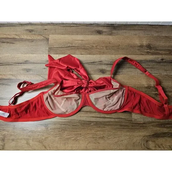 Adore Me Red Satin Gynger Lined Bra Women's Size 1X - Picture 9 of 9